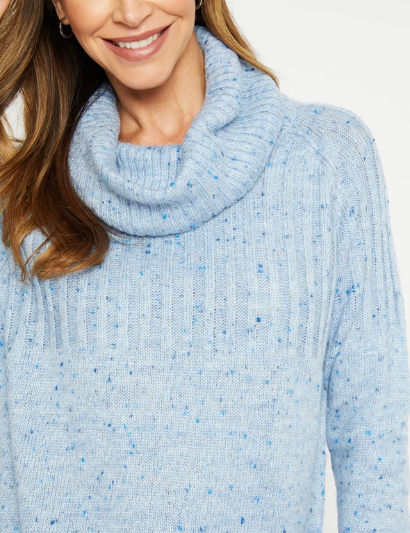 Millers Long Sleeve Speckle Yarn Cowl Neck, hi-res image number null