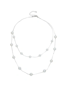 MILLERS DUAL ROW PEARLS STATION NECKLACE