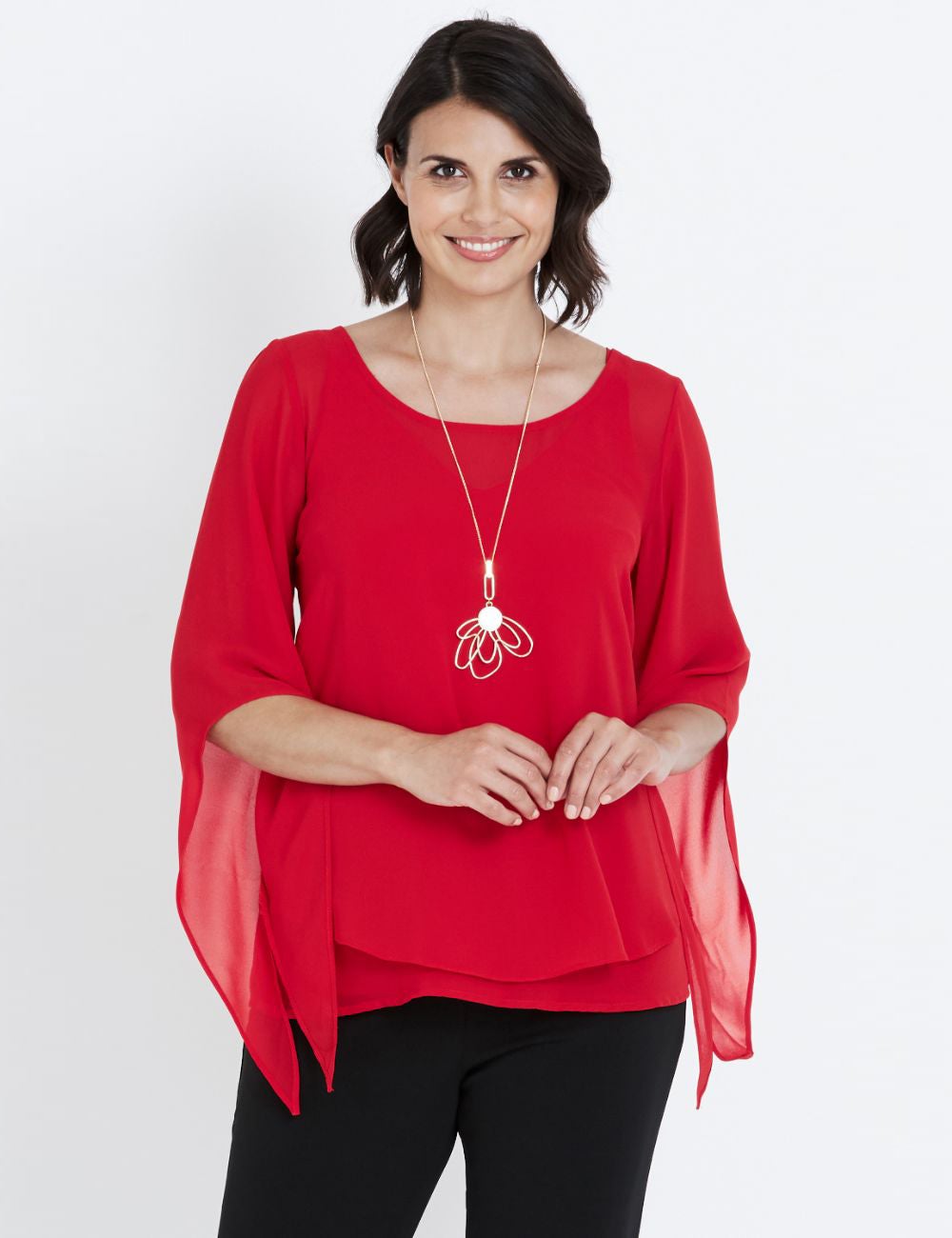 Liz Jordan Short Sleeve Removable Overlay Top | EziBuy Australia