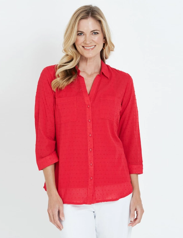 NONI B 3/4 SLEEVE BUTTON SHIRT, hi-res image number null