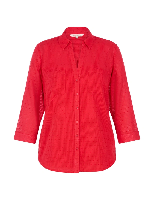 NONI B 3/4 SLEEVE BUTTON SHIRT, hi-res image number null