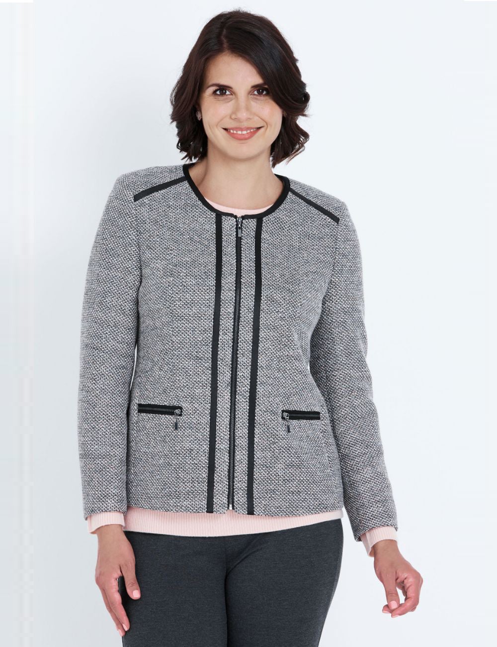 NONI B LONG SLEEVE BOUCLE ZIP THROUGH JACKET | EziBuy Australia