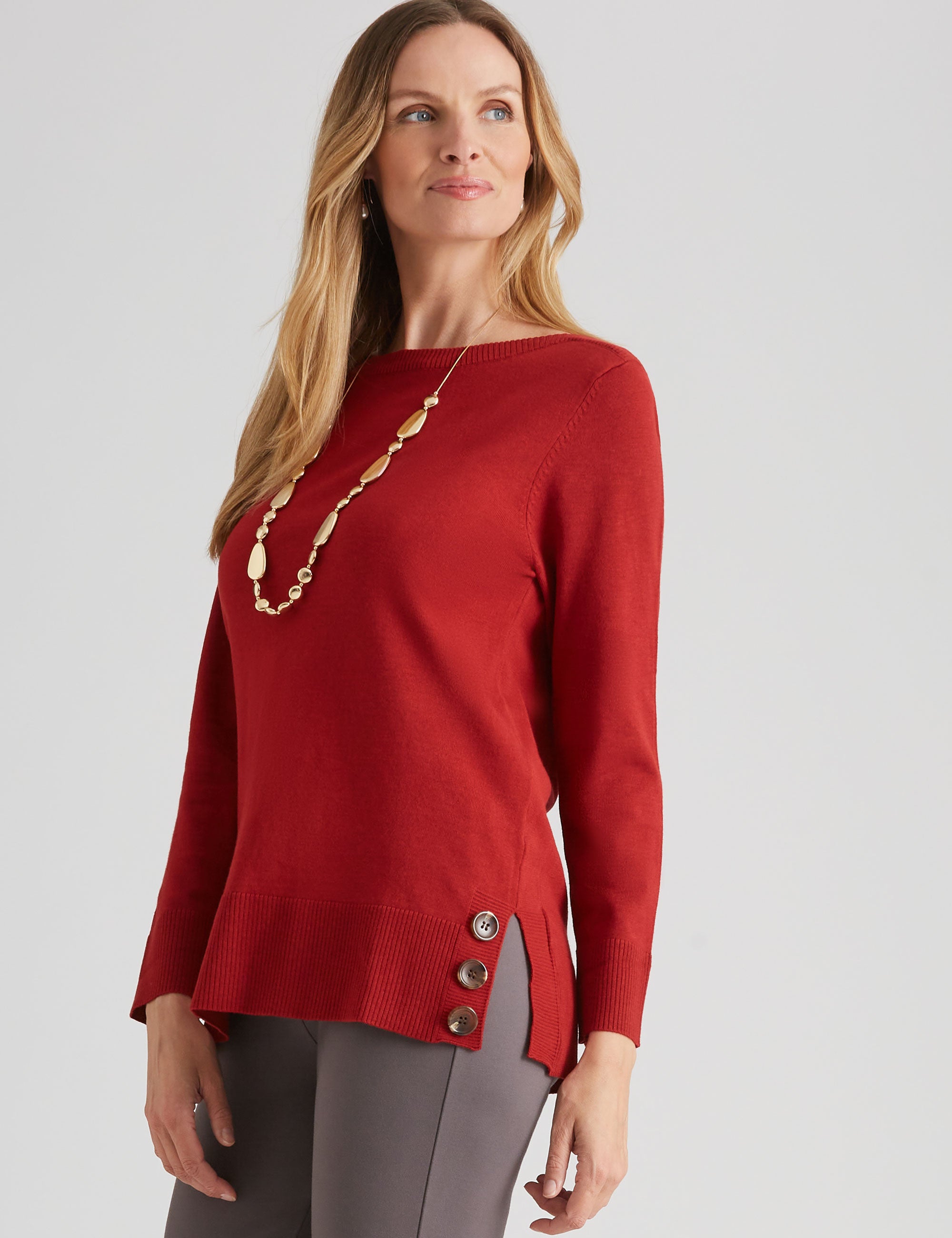 Noni B Long Sleeve Button Knitwear Jumper | W Lane