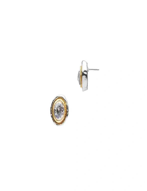 NONI B TWO TONE STUD EARRINGS, hi-res image number null