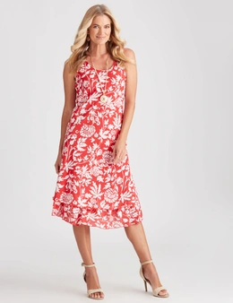NONI B SLEEVELESS TIERED FLORAL DRESS