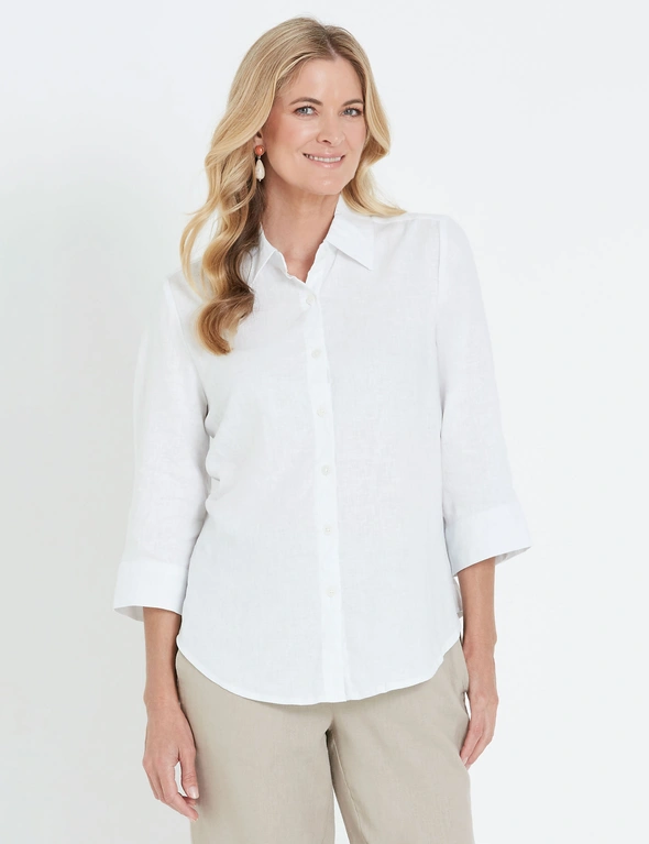 Noni B 3/4 Sleeve Linen Shirt, hi-res image number null