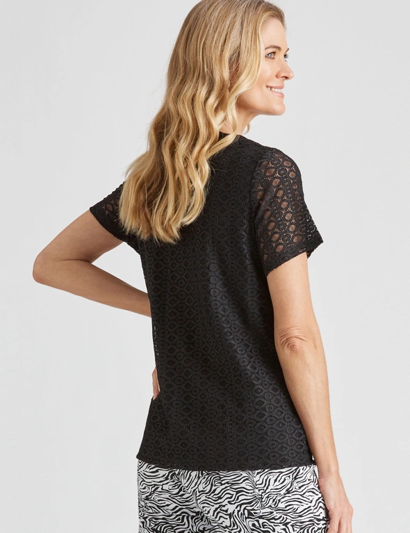 Noni B Short Sleeve Knitwear Lace Top, hi-res image number null