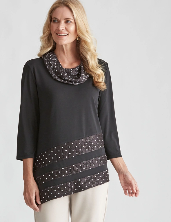 Noni B KNIT LACE PANEL TOP, hi-res image number null