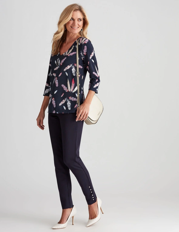 NONI B KNIT FEATHER PRINT TOP, hi-res image number null