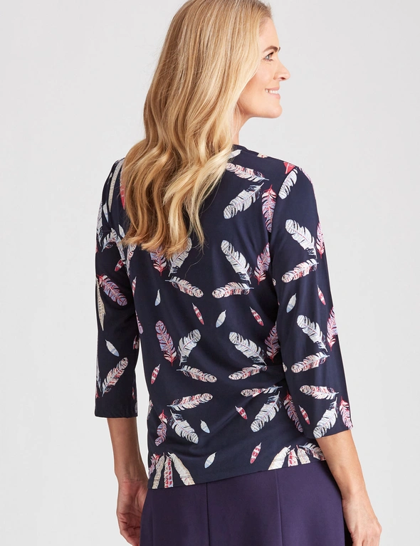 NONI B KNIT FEATHER PRINT TOP, hi-res image number null