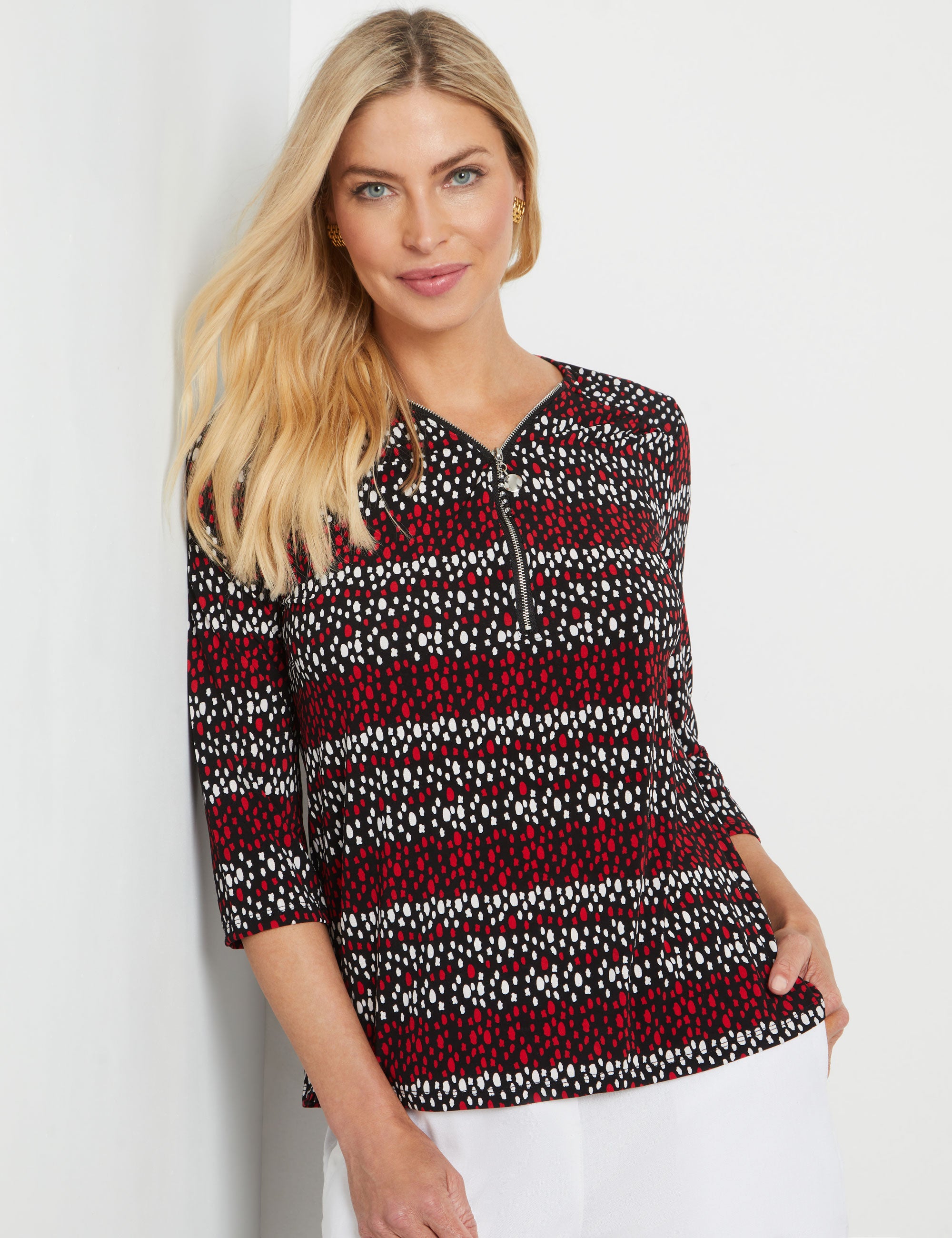 NONI B KNITWEAR ZIPPED FRONT TOP | Liz Jordan