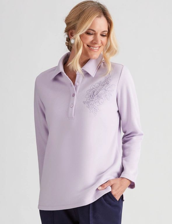 EMBROIDERED FLEECE POLO, hi-res image number null