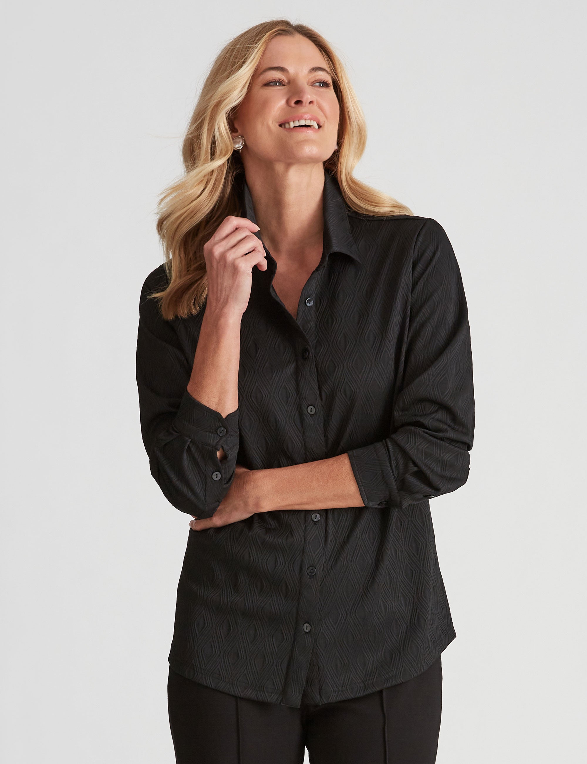 Noni B Knitwear Textured Blouse | Liz Jordan