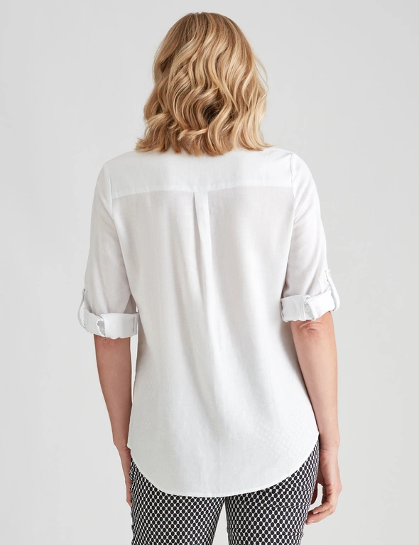 Noni B 3/4 Sleeve Plain Linen Shirt, hi-res image number null