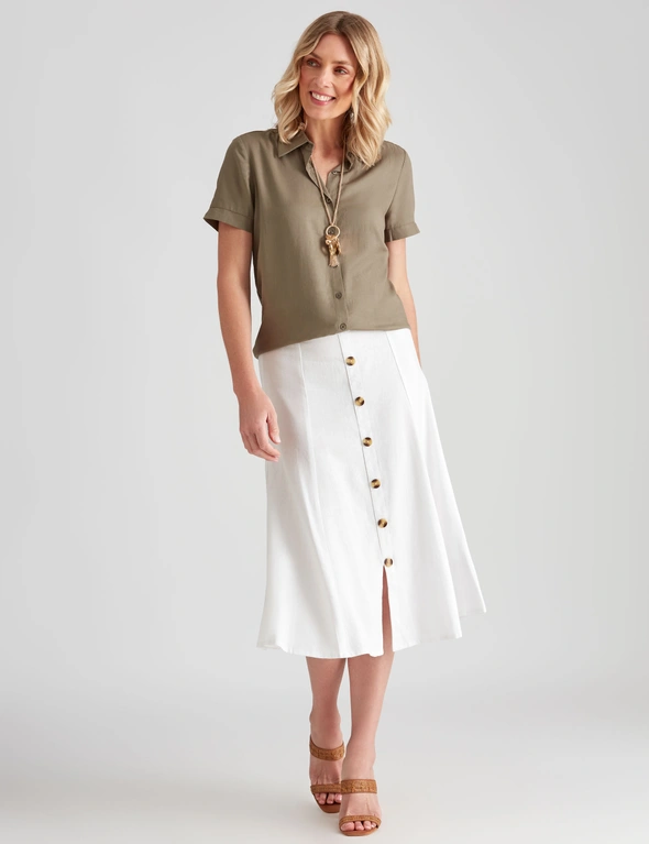 Noni B A-Line Linen Button Skirt, hi-res image number null