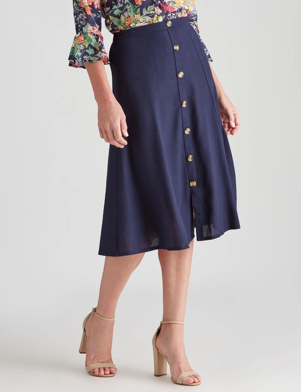 Noni B A-Line Linen Button Skirt, hi-res image number null