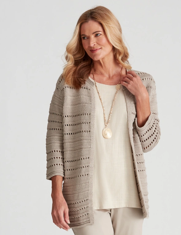 Noni B Cotton Open Knitwear Cardigan, hi-res image number null