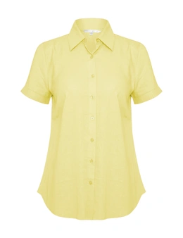 Noni B Short Sleeve Plain Linen Shirt