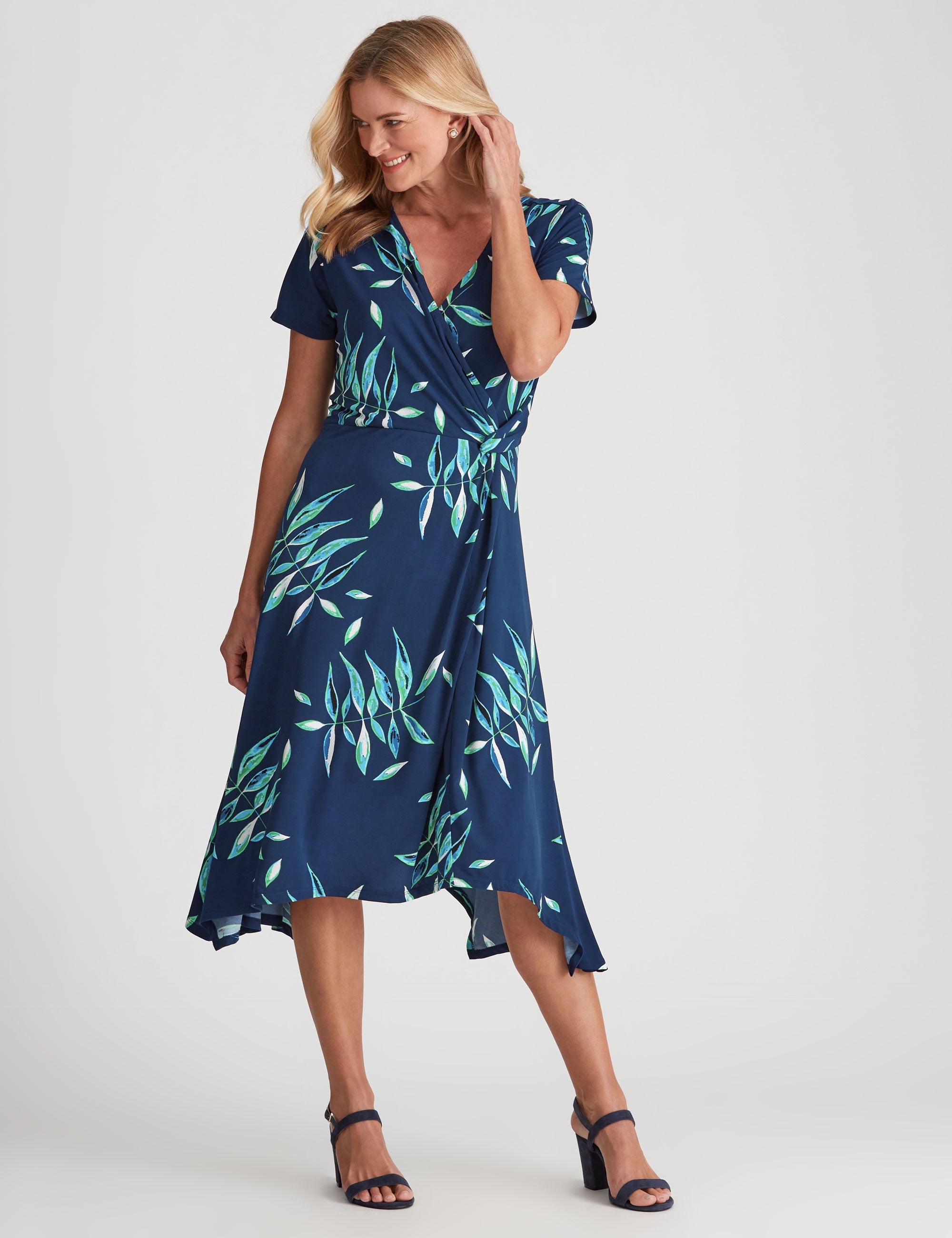 Noni B Puff Print Wrap Dress | W Lane