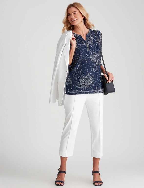 NONI B LACE PUFF PRINT TOP, hi-res image number null
