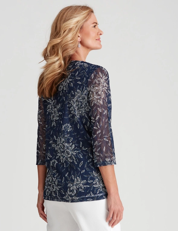 NONI B LACE PUFF PRINT TOP, hi-res image number null