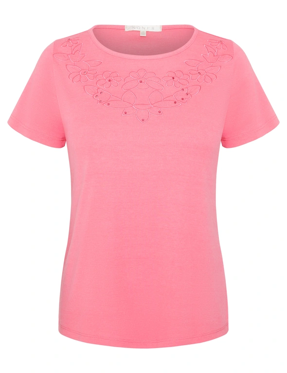 Noni B Round Neck Embroidered Rib Top, hi-res image number null