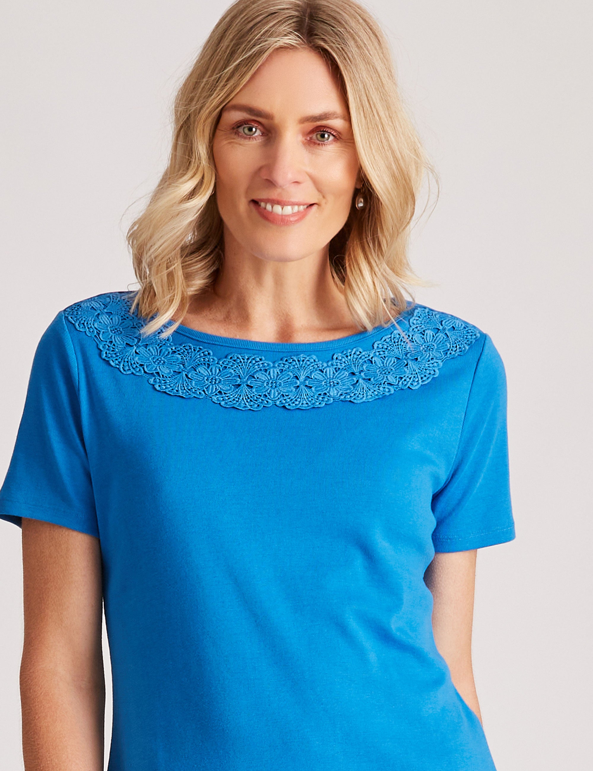 Noni B Round Neck Lace Rib Top | Noni B