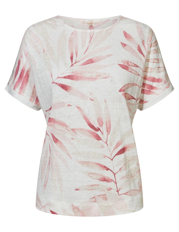 Noni B Linen Palm Print Slub Knitwear Top | Liz Jordan