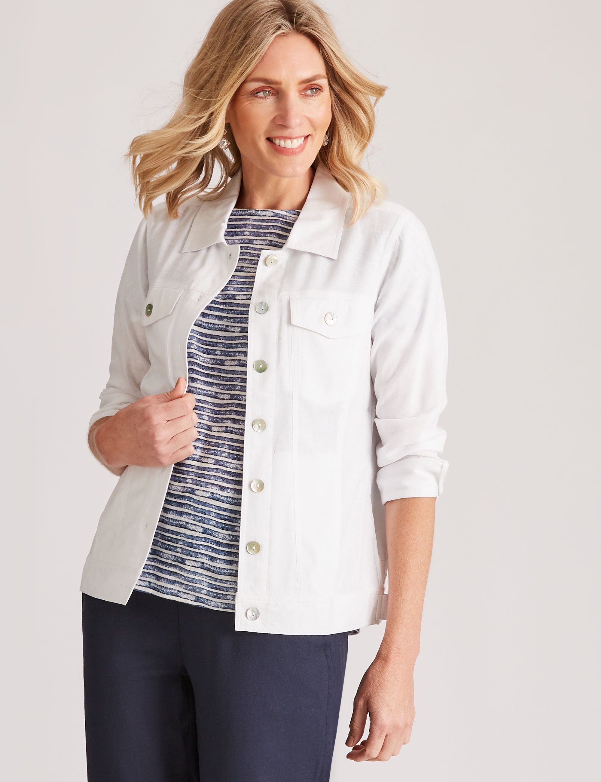 Noni B Fringe Detail Linen Jacket | Liz Jordan