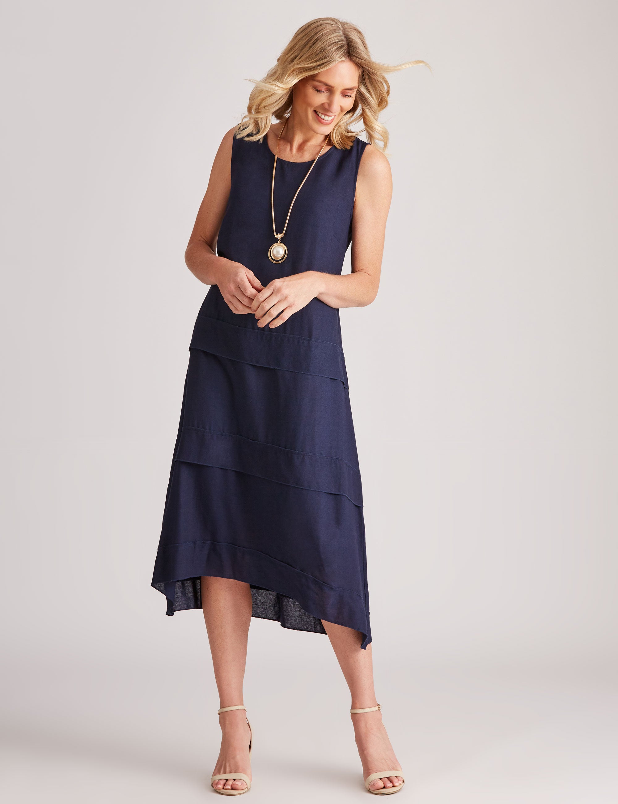 Noni B Tiered Linen High Low Dress | W Lane