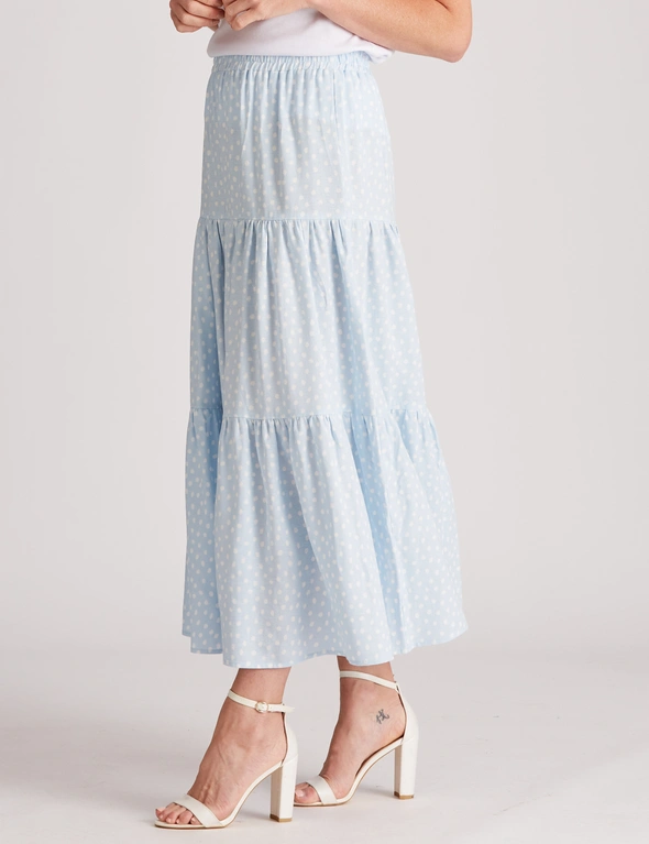Noni B Tiered Linen Polka Dot Skirt, hi-res image number null