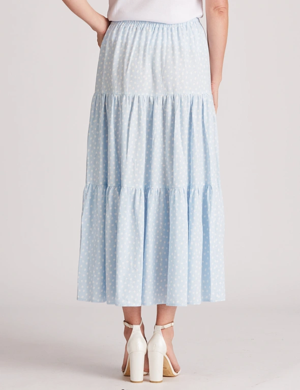 Noni B Tiered Linen Polka Dot Skirt, hi-res image number null