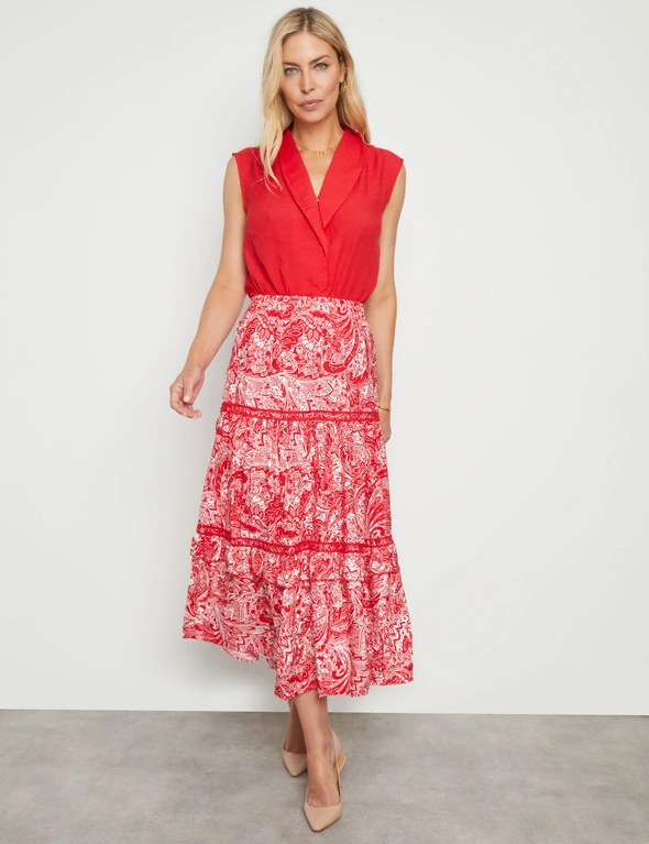Noni B Paisley Tiered Maxi Skirt, hi-res image number null
