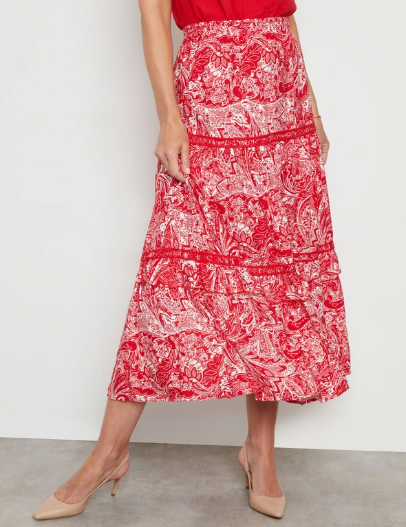 Noni B Paisley Tiered Maxi Skirt, hi-res image number null