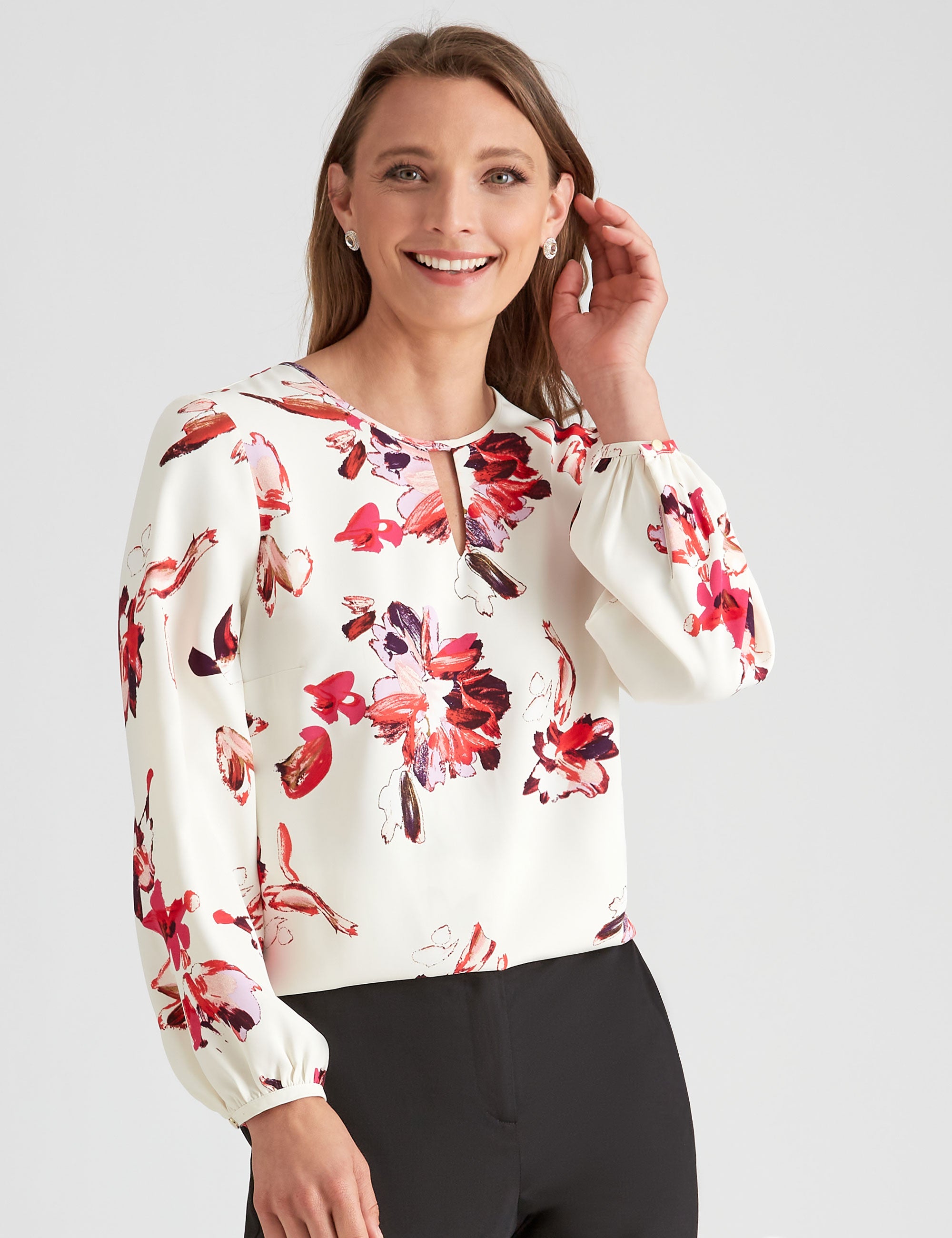 Liz Jordan Key Hole Neck Floral Top | Liz Jordan