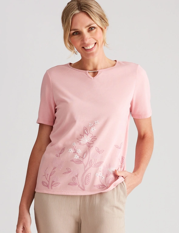 Noni B Short Sleeve Puff Print Top, hi-res image number null