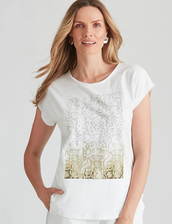 Noni B Embellished Print T-Shirt Top, hi-res image number null
