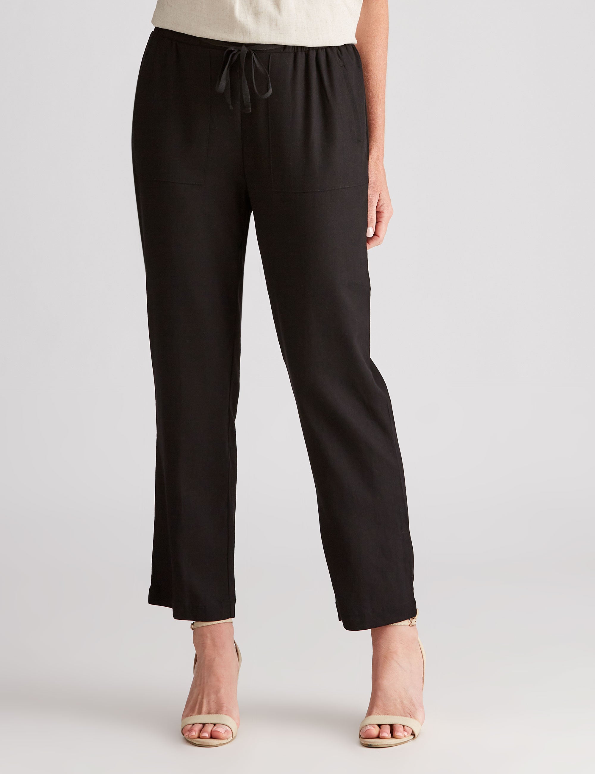 NONI B POCKET DRAWSTRING LINEN PANTS | Liz Jordan