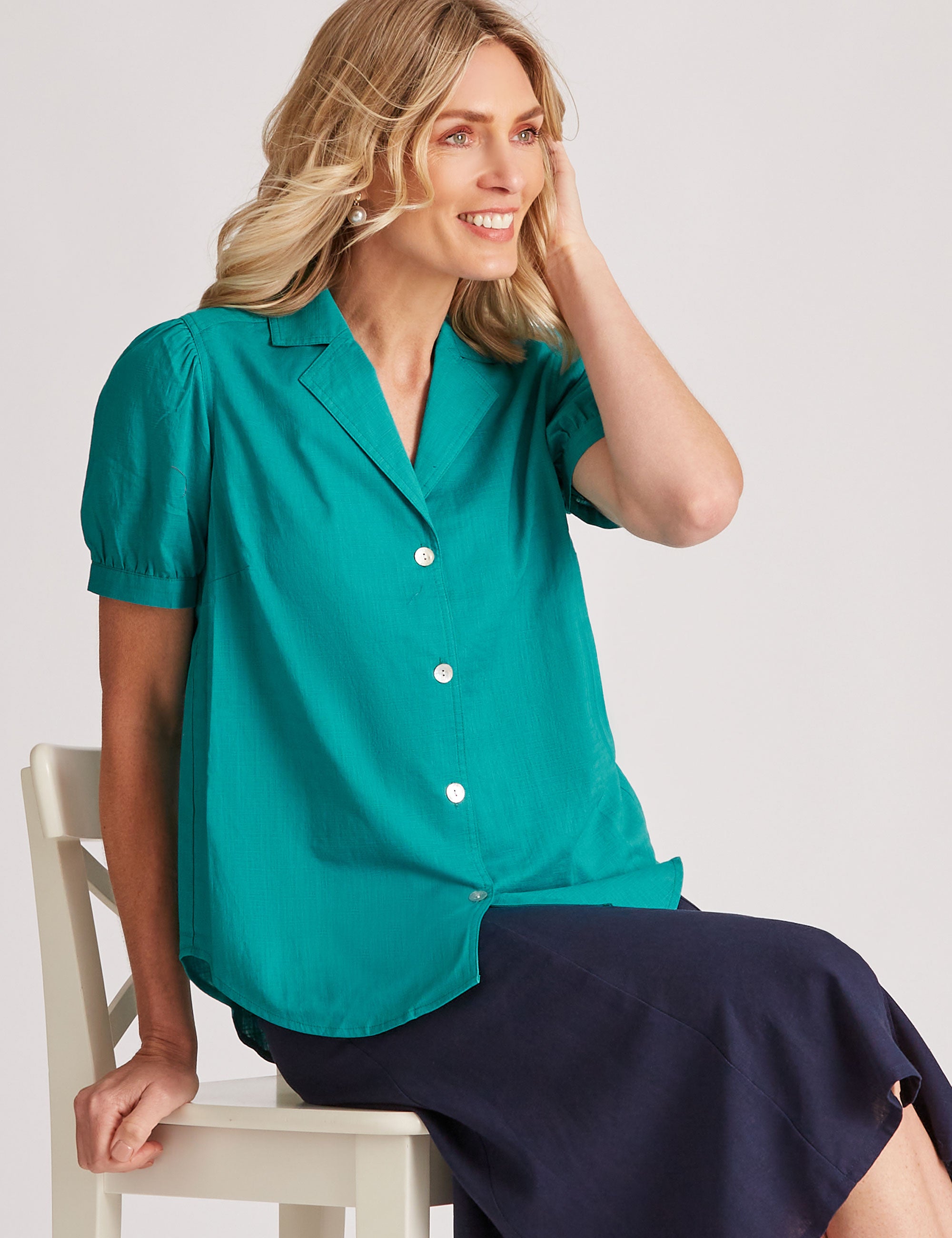 Noni B Puff Sleeve Cotton Shirt | Noni B