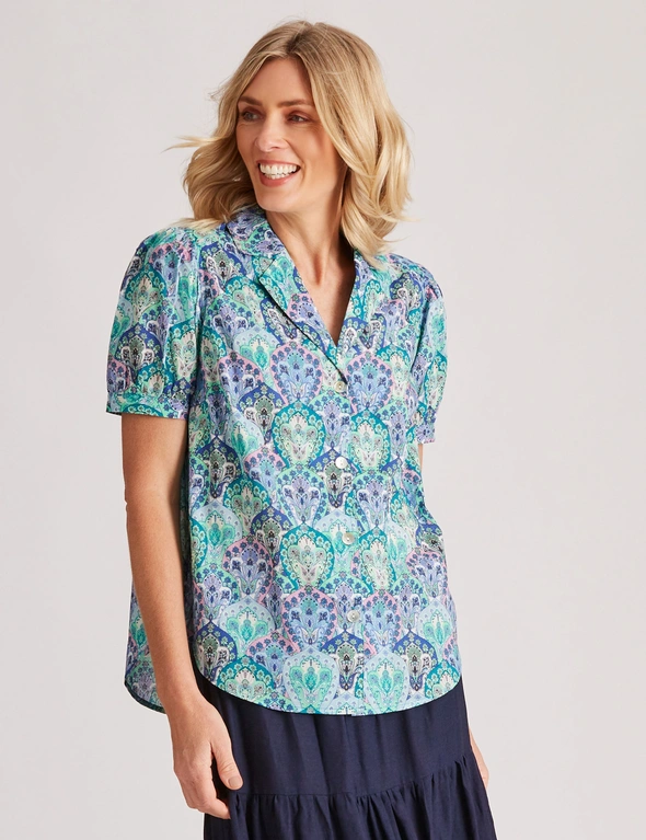 NONI B PUFF SLEEVE COTTON VOILE SHIRT, hi-res image number null