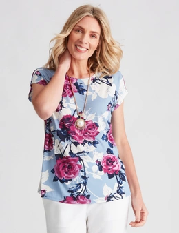 Noni B Short Sleeve Floral Knitwear Top