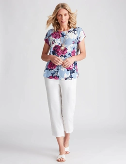Noni B Short Sleeve Floral Knitwear Top