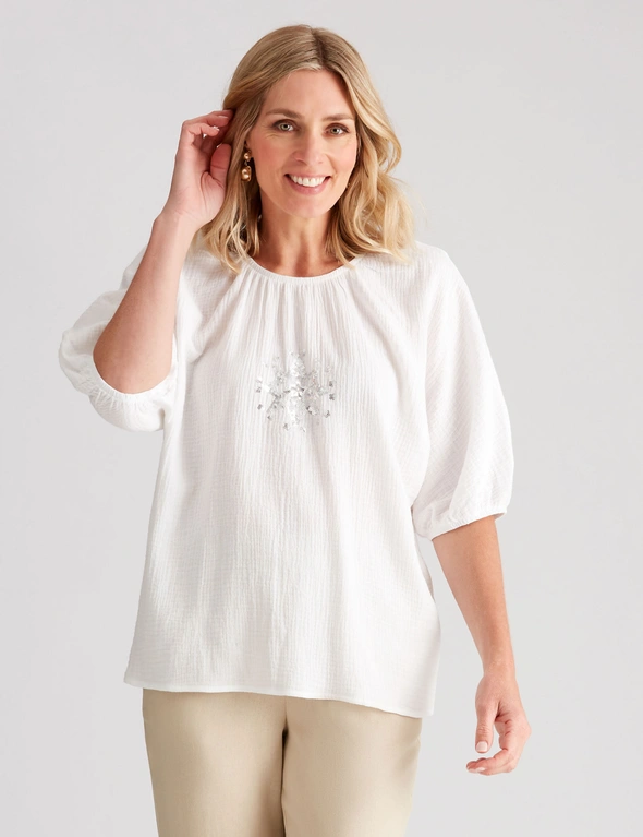Noni B Cotton Oversize Sequin Top, hi-res image number null
