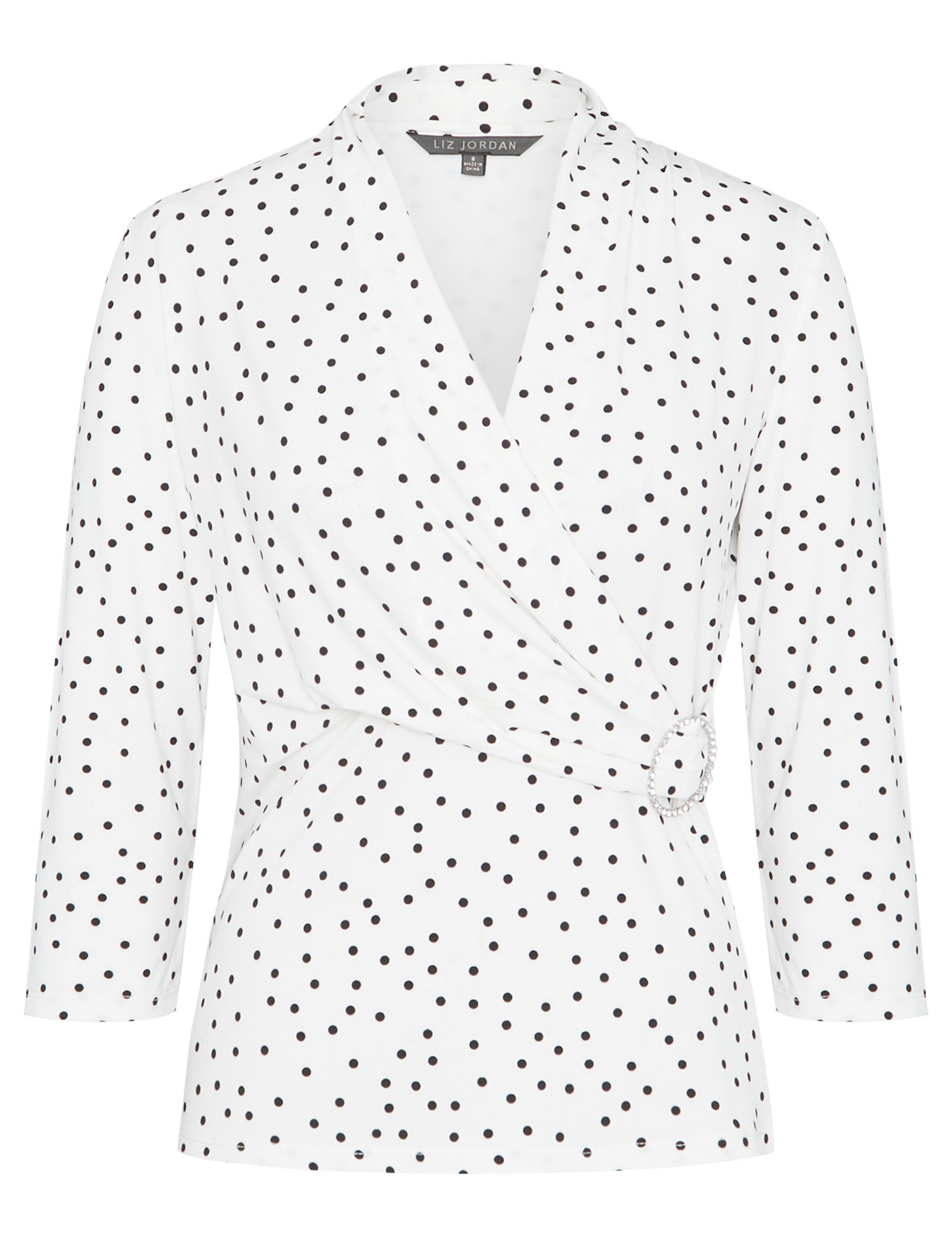 Noni B Polka Dot Wrap Top | Liz Jordan