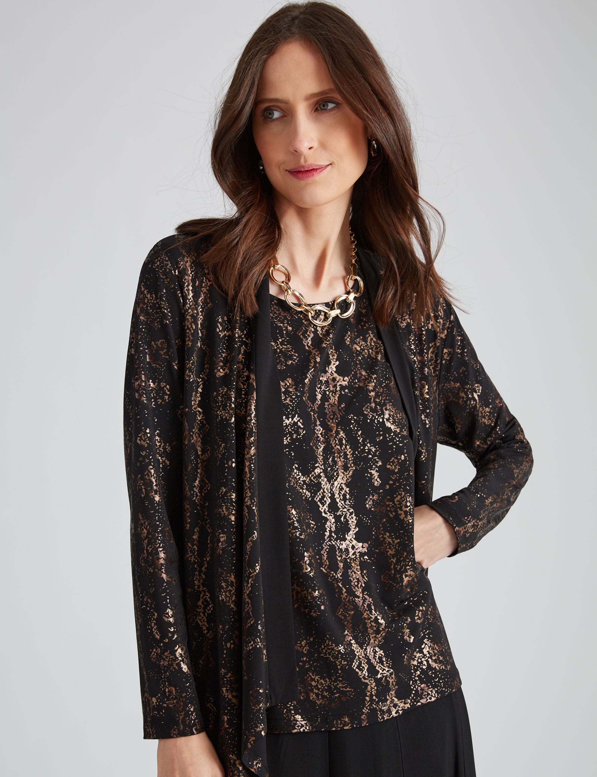 Noni B Metallic Printed Cardigan | EziBuy Australia