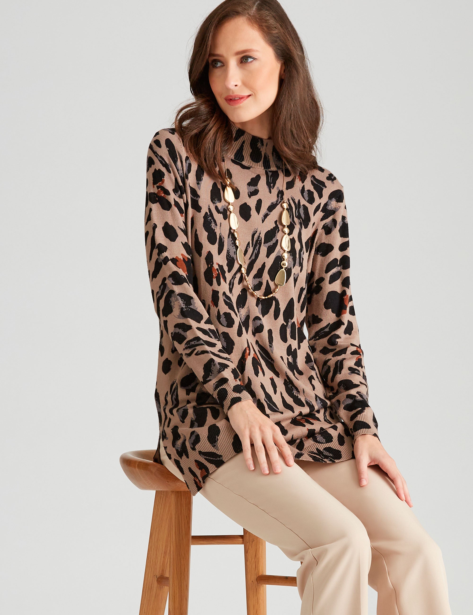 Noni B Mock Neck Print Tunic | Liz Jordan