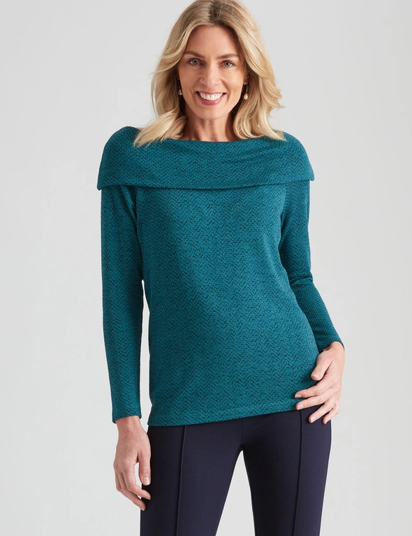 Noni B Cowl Neck Chevron Knitwear Top, hi-res image number null