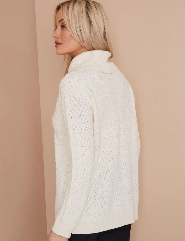ROLL NECK CHEVRON CABLE JUMPER, hi-res image number null