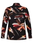 Noni B Ruched Neck Abstract Top, hi-res