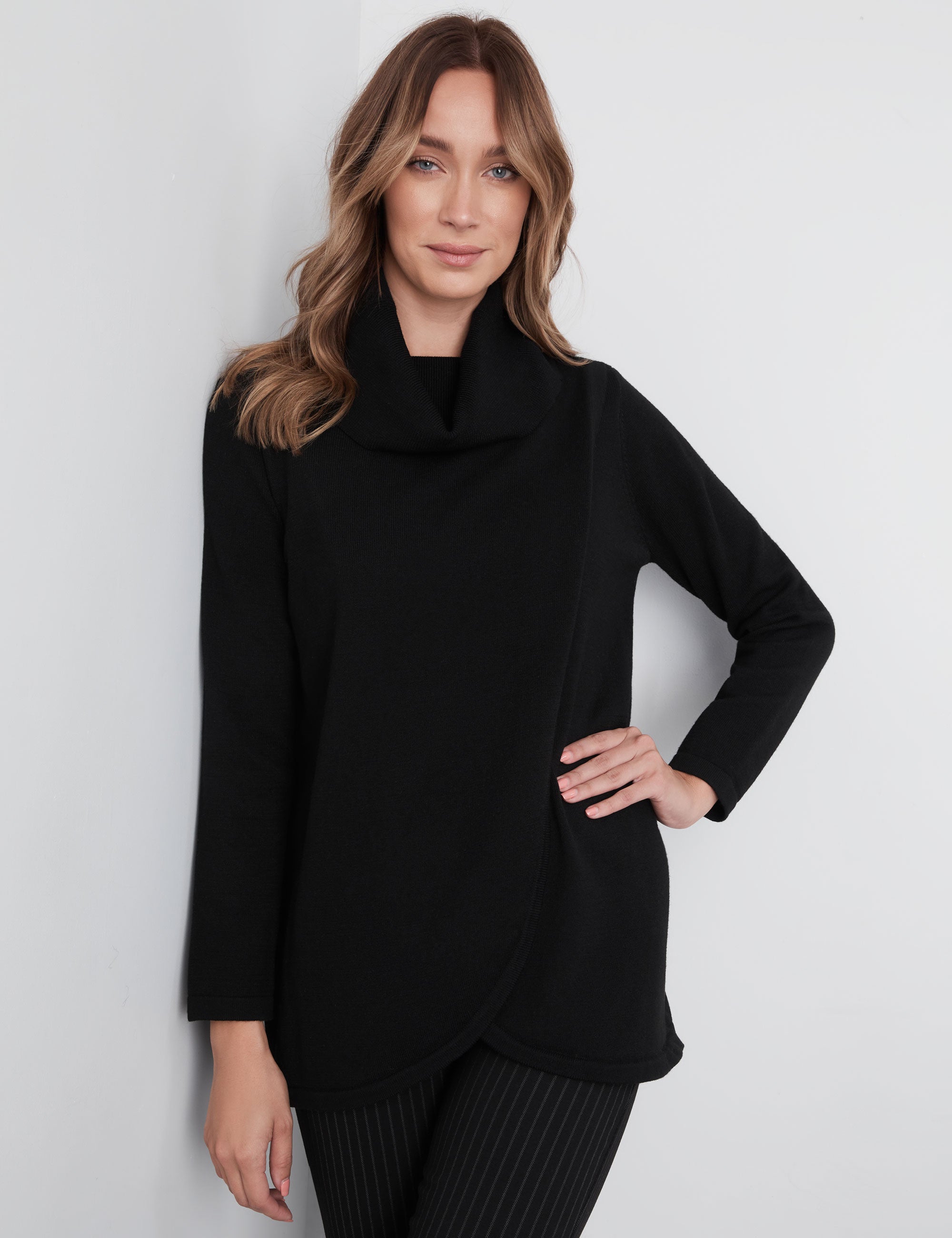 NONI B COWL NECK CROSSOVER JUMPER | Liz Jordan